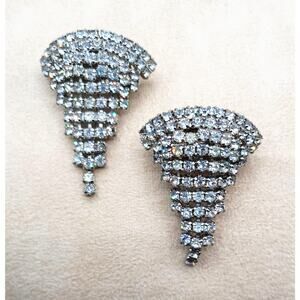 Vintage Silver Tone Rhinestone MUSI SHOE CLIPS - Pair